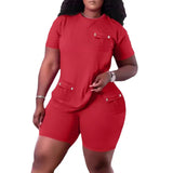 Large Size Women's Fashion Leisure Home Short-Sleeved Shorts Suit-Outfit