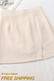 2023 Elegant Women A-line High-Waist Split Mini Skirts Preppy Style Skirts Solid Casual OL Skirts For