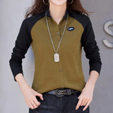 and Winter Women's Pullover Stand Neck Button Contrast Panel Long Sleeve Cardigan Hoodies Coat Fashion Casual Tops-Outfit
