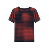 Homemade New Women's Classic Fashion Short Sleeve Striped Knitted T-Shirt