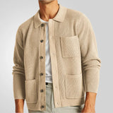 Men's Spring And Autumn High Density Knitted Shirt T-Shirt T-Shirt Collar Long Sleeve Sweater Jacket