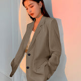 Toloer Suit Coat Female Senior Sense Spring And Autumn Thin Korean Version Loose Design Sense Small Long Sleeve Casual Small Suit-Outfit