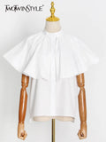 Sweet Solid Shirt For Female Lapel Collar Short Sleeve Ruffle Single Breasted Women's Elegant Blouses Korean