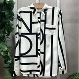 Down Collar Print Shirts Women Fashion Clothes Spring Office Lady Blouse Button Pocket Long Sleeve Tops Mujer