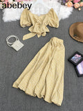 New Summer Fashion V-neck puff sleeve short Shirt Top + high waist pleated waist floral Skirt 2-piece