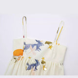 Spring Print Slim Mini Suspender Dress 2986141-Outfit