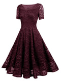 Lace Short Sleeve A-line Bridesmaid