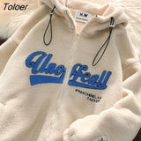 Vintage Hoodie Women Polar Fleece Female Winter Original Niche Thickened Padded Couple Sweater Tide Sweatshirt