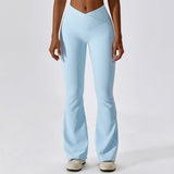 Flare Long Pants Women Solid Slim Fit Regular Splice Trousers Sheath Tight High Waist Pant Office Ladies Spring 2024-Outfit