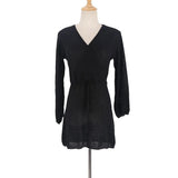 New Sexy V-Neck Beach Blouse Women Bikini Cover Up Long Sleeve Beach Dress Female Swimsuit Cover Up Summer Beachwear