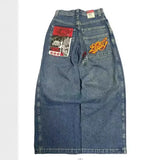 Wide-Legged Jeans Street Hip-Hop Personality Y2K Straight Casual Pants-Outfit