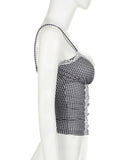 Sweet Patchwork Lace Trim Camis Top Sexy Slim Slash Neck Sleeveless Tank Tops Women 2024 Summer Fashion Streetwear Lady-Outfit