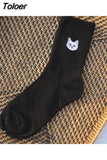 And Dog Pure Cotton Woman Harajuku Cartoon Animal Silver Dollar Manual Embroidery funny Socks & hosiery women Autumn