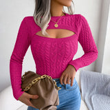 Red Wind Real Autumn And Winter Fashion Hollow Sesame Long-Sleeved Sweater Exploding Women's