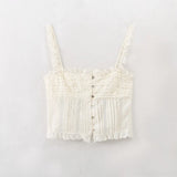 Spring Style Laminated Embroidery Slim Sling Blouse 0881034-Outfit
