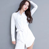 Shirt Dress Women Long Sleeve Fashion Casual Sexy Mid Long Shirts Sleepwear Irregular Loose Button Cardigan Blouses