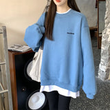 Letter Embroidery Oversized Sweatshirt-Outfit