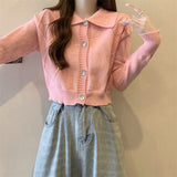 Small Fresh Blue Knitted Cardigan Girl Spring Small Loose Outer Sweater Gentle Wind