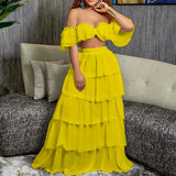 Tube Top Ruffle Top Skirt Two-Piece