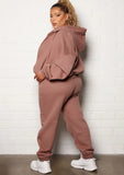 Plus Size Zipper Long Sleeve Hoodies And Pant 2 Piece