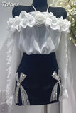 Solid Sheer Blouses For Women Halter Off Shoulder Long Sleeve Spliced Floral Loose Ruffles Shirts Female Spring 2023