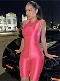 Summer Streetwear Rompers Women Jumpsuits 2022 Sleevelesss O Neck Rompers Playsuits Rosered Bodycon One Pieces