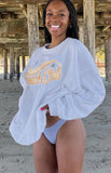 Casual White Print O-Neck Long Sleeve Loose