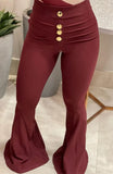 Red Bell Bottom High Waist