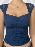 Lace Slim Short Sleeve Tee-Outfit