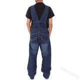 Polytech Men's Trousers Men's Denim Straps Stylish Simple Multi-Pocket Loose