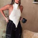 Spring And Summer New Explosion High-Collar Irregular Sexy Back Hair Weaving Small