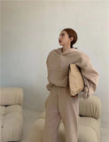2022 Spring Women Hoodies Sweatshirt Tracksuit Fleece Cotton 2 Pieces Sets Pants