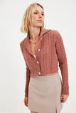 Trendyol Crop Hair Braided Knitwear Cardigan