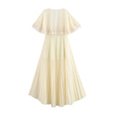 Summer 2025 New Women's Clothing Fashion Plus-Size Temperament French Style V Collar Lace Folded Skirt