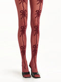Sexy Women Spring Summer Pantyhose Bowknot Pattern Elastic High Waist Mesh See-Through Thin Stockings Stretchy Tights-Outfit