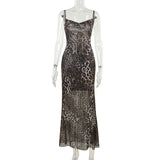 Sling Collar Sexy Bare Back Leopard Dress Summer New Temperament