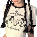 Women Vintage Clothes y2k Crop Tops Summer 2023 Cartoon Character Printed Short Sleeve T-shirts Aesthetic Clothing Streetwear-Outfit