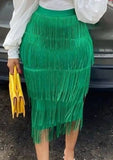 Formal High Waist Fringe Pencil