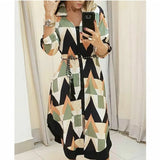 Autumn Streetwear Belted Shirt Style OL Dress Long Sleeve Wave Print Long Sleeve Casual Dress Plus Size