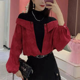 Fake Two Pieces Spliced Blouse Female Clothing Korean Half High Collar Loose Spring Autumn Commute Plaid Printed
