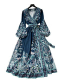 Early Spring New French High-End Feel One-Sape-Style T-Shirt With Belt-Print Dress Women's Light Luxury Elegant Long