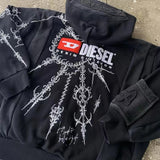 Butterfly Street Hickolote Harajuku Y2k Black Zipper Double Jacket