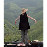 With Black Loose Sleeveless Top Design Loose Thin Casual Pants Women Summer