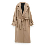 Spring New Style With Loose Belt Temperament Long Coat Coat 8464724-Outfit