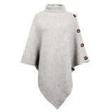 Turtleneck Vintage Cape Long Sweater Women Bat Sleeve Autumn Winter Button Tops Jumper Holiday Pullover Sweaters
