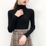 Women Korean Sweater Turtleneck Basic Slim Elastics Pullovers 2019 New Solid Knitted Runway Sweaters Sueter Mujer