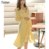 2 Piece Outfits Elegant Women Chic Temperament Casual Shirt Wrap Loose Mini dress Street Midi Skirt Mujer Femme Slim