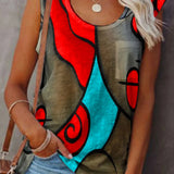 Tops Summer Loose Tank Top Color Printed Sleeveless Tee Shirts Sexy Tops Casual 5XL Ladies Vest Singlets