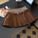 Camouflage Fine Lattice 100-Fold Skirt High-Rise Thin Short Model Of Folding Skirt A Word Jk Bag Hip