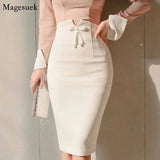 Womens Office High Waisted Pencil Midi Skirt for Women Plus Size Elegant Skirts Jupe Femme Spring Sexy White Skirts